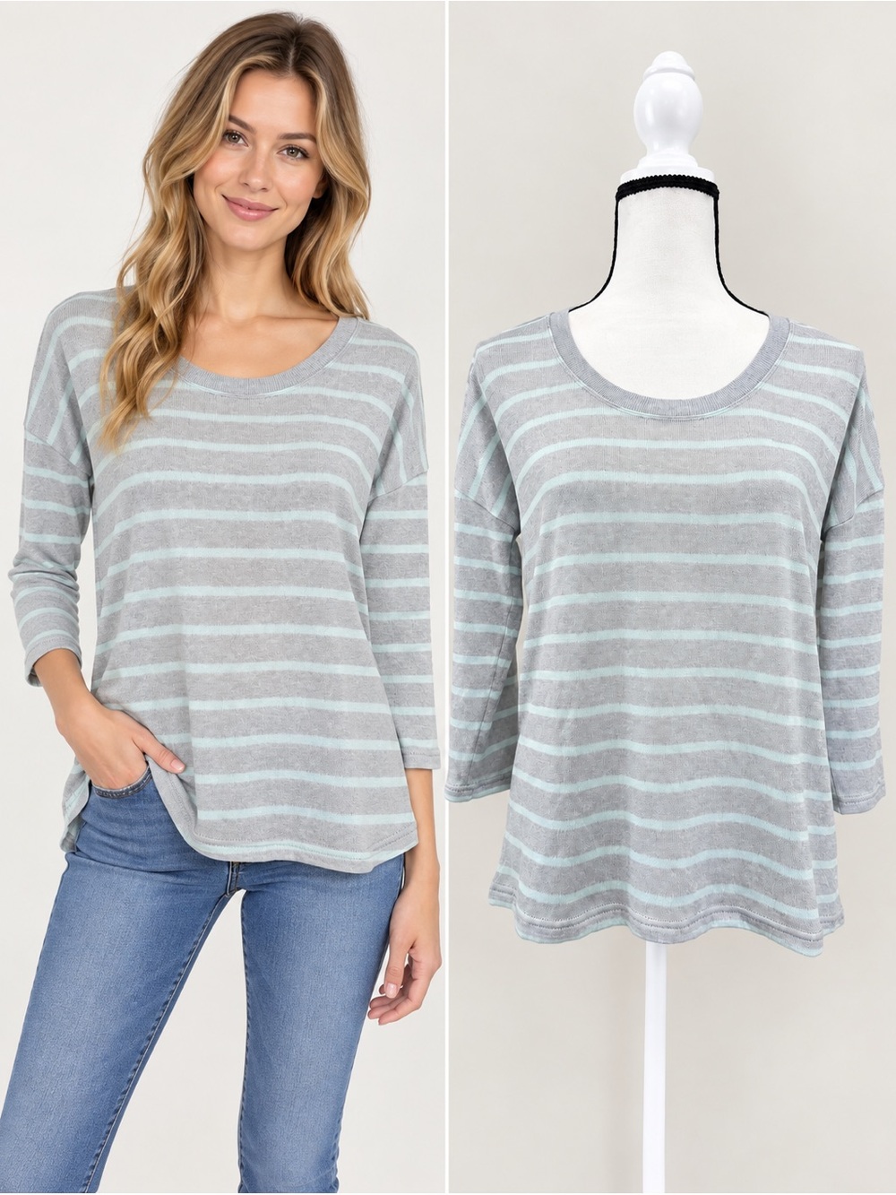 New/Old/Navy/Women’s/Pullover/Sweater/Sz.M/Tall/Stripped/Lightweight/Knit/Gray/